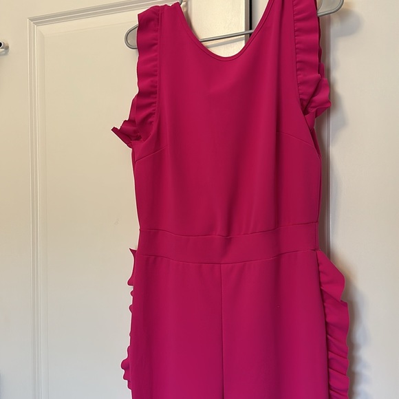 magenta jumpsuit with ruffles on side - Picture 2 of 3